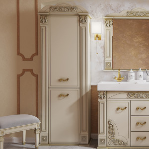 Шкаф-пенал Misty Барокко 60 L бежевый, патина