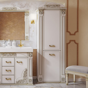 Шкаф-пенал Misty Барокко 60 R белый, патина