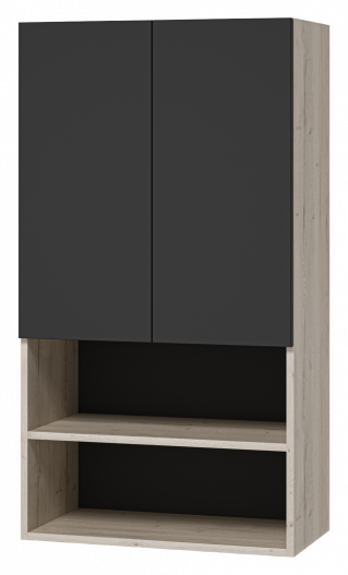 Шкаф Misty Поло 60 над стиральной машиной подвесной антрацит/дуб галифакс белый