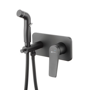 Смеситель Lemark Bronx LM3720BL с гигиеническим душем встраиваемая чёрный