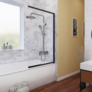 Стеклянная шторка на ванну Wasserkraft Dill 100х140 61S02-100 черный