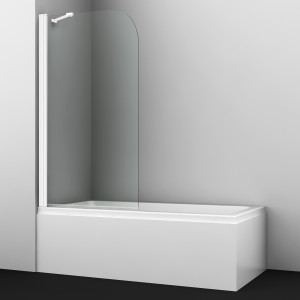 Стеклянная шторка на ванну Wasserkraft Leine 80х140 35P01-80WHITE Fixed белый