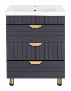 Тумба с раковиной Brevita Gloster 70 с 3 ящ. графит