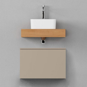 Тумба c раковиной Velvex Unit 60x40 подвесная, бежевый шёлк