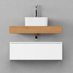 Тумба c раковиной Velvex Unit 80x27 подвесная, белый лед