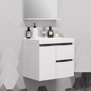 Тумба для комплекта Акватон Рене 60 подвесная, белая, грецкий орех