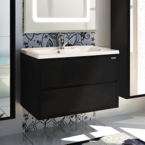 Тумба для комплекта Акватон Римини 80 черный глянец