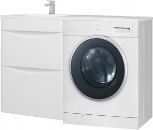 Тумба для комплекта Bellezza Олиссия 120 белая, под стиральную машину, 2 ящика