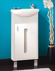 Тумба с раковиной Бриклаер Бали 40 светлая лиственница, белый глянец R эмаль