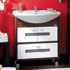 Тумба с раковиной Бриклаер Бали 75 венге, белый глянец