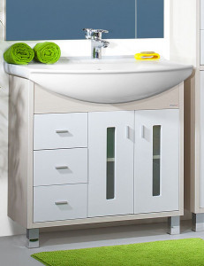 Тумба для комплекта Бриклаер Бали 85 светлая лиственница, белый глянец