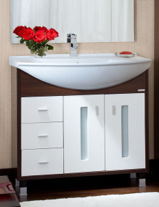 Тумба с раковиной Бриклаер Бали 85 венге, белый глянец