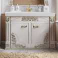 Тумба с раковиной Misty Барокко 120 прямая белая, патина