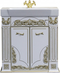 Тумба для комплекта Misty Барокко 80 белая, патина
