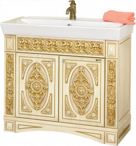 Тумба для комплекта Misty Беатрис 80 бежевая, патина