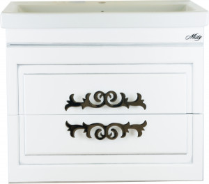 Тумба для комплекта Misty Дели 60 белая, патина серебро