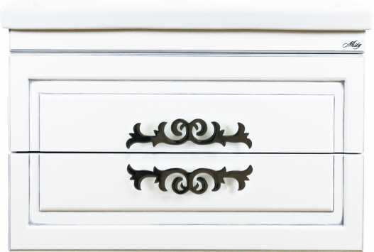 Тумба для комплекта Misty Дели 70 белая, патина серебро