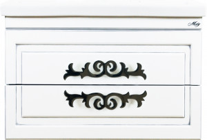 Тумба с раковиной Misty Дели 80 белая, патина серебро