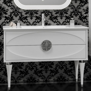 Тумба для комплекта Opadiris Ибица 120 белая, фурнитура хром