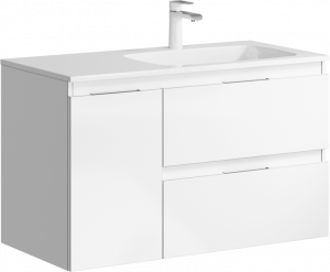 Тумба под раковину Aqwella Accent 90 подвесная 2 ящ. 1 дверь белая правая