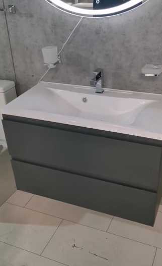 Тумба с раковиной Art&Max Bianchi 100 подвесная Серый матовый