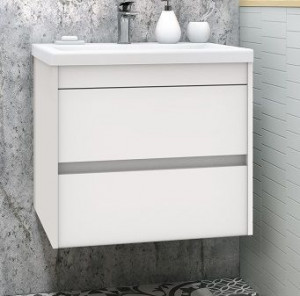 Тумба с раковиной Art&Max Family 60 подвесная с двумя  ящиками Bianco Lucido