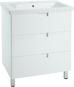Тумба с раковиной Bellezza Пегас 80 напольная 3 ящика белая