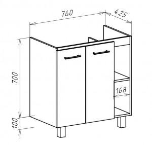Тумба под раковину Bellezza Рона 80 с полками комбинированный белая правая