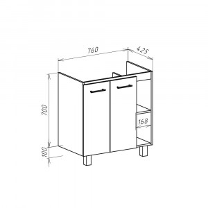 Тумба под раковину Bellezza Рона 80 с полками комбинированный серебро правая