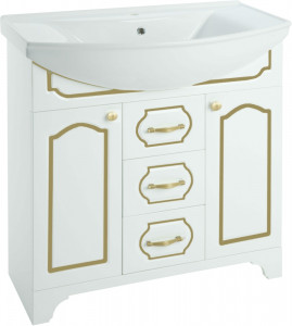 Тумба с раковиной Bellezza Тиффани 105 белая патина золото