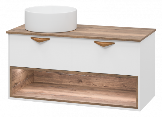 Тумба под раковину Brevita Bergen 105 с подсветкой подвесная дуб галифакс олово/белый