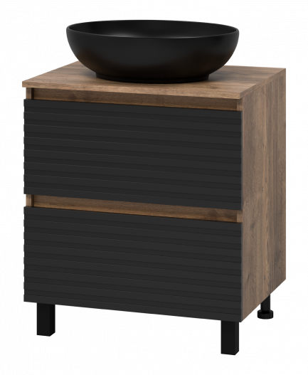 Тумба под раковину Brevita Dakota 60 напольная дуб галифакс олово/черный
