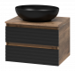 Тумба под раковину Brevita Dakota 60 подвесная дуб галифакс олово/черный — рис. 1