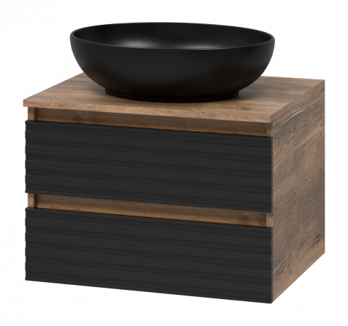 Тумба под раковину Brevita Dakota 60 подвесная дуб галифакс олово/черный