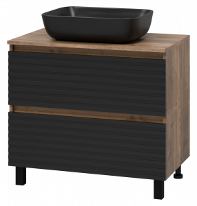 Тумба под раковину Brevita Dakota 80 напольная дуб галифакс олово / черный кварц