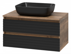 Тумба под раковину Brevita Dakota 80 подвесная дуб галифакс олово / черный кварц