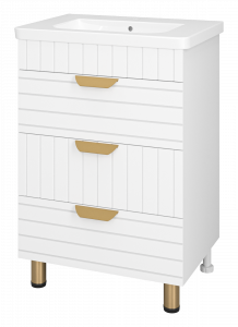 Тумба под раковину Brevita Gloster 60 3 ящика напольная белый