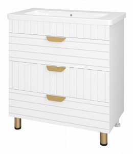 Тумба под раковину Brevita Gloster 80 3 ящика напольная белый