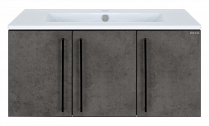 Тумба под раковину Brevita Rock 90 подвесная тёмно серый бетон