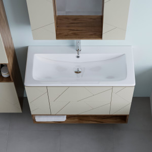 Тумба под раковину Бриклаер Кристалл 100 латте/дуб крафт табачный