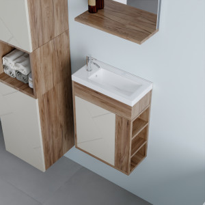 Тумба под раковину Бриклаер Кристалл 40 латте/дуб крафт табачный