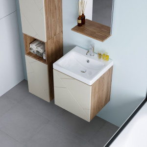 Тумба под раковину Бриклаер Кристалл 50 латте/дуб крафт табачный