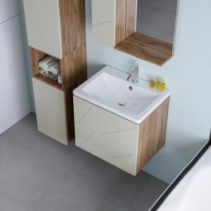 Тумба под раковину Бриклаер Кристалл 60 латте/дуб крафт табачный