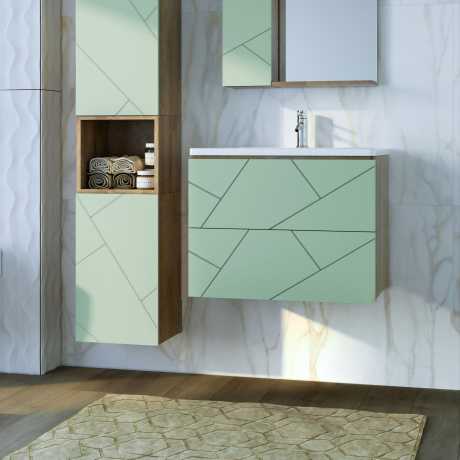 Тумба под раковину Бриклаер Кристалл 70 фисташка/дуб гранж песочный