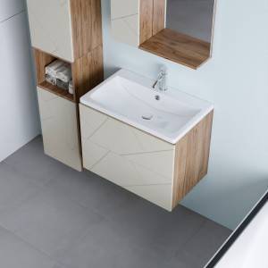 Тумба под раковину Бриклаер Кристалл 70 латте/дуб крафт табачный