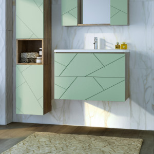 Тумба под раковину Бриклаер Кристалл 80 фисташка/дуб гранж песочный