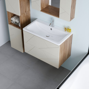 Тумба под раковину Бриклаер Кристалл 80 латте/дуб крафт табачный