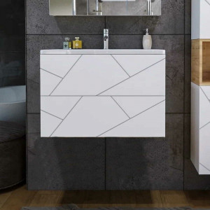 Тумба под раковину Бриклаер Кристалл 80 подвесная белая