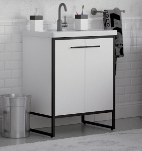 Тумба с раковиной Corozo Айрон 70 черный/белый