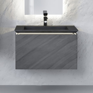 Тумба под раковину Jorno Incline 80 подвесная с подсветкой бетон